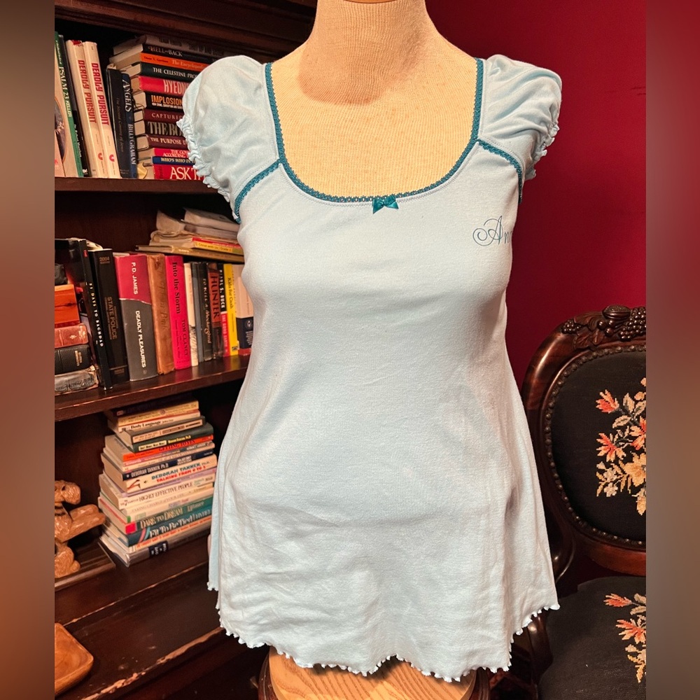 Rare 90’s Victoria’s Secret Angels Baby Blue “Angel” Babydoll Top Lingerie